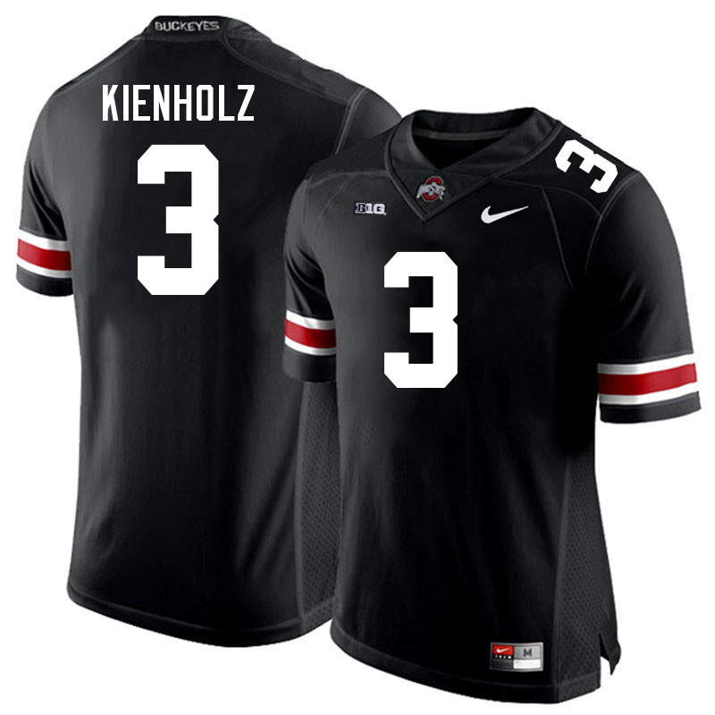 Ohio State Buckeyes Lincoln Kienholz Men's's #3 Authentic Black College Football Jersey 2404HMIV6